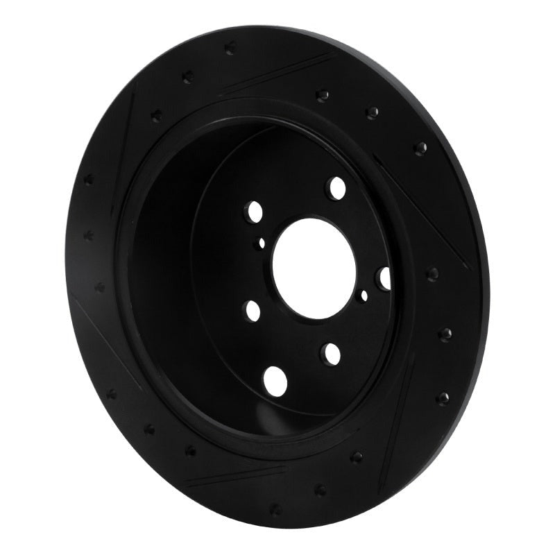 R1 Concepts Rear Right Drilled & Slotted Black Brake Rotor - 2012-2023 Subaru XV Crosstrek