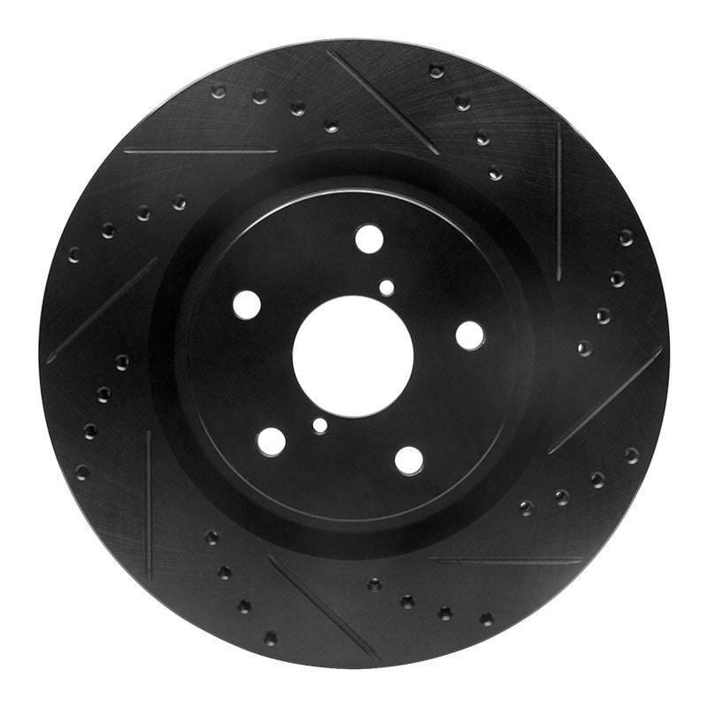 R1 Concepts Drilled & Slotted Black Front Right Brake Rotor - 2019-2024 Subaru Forester