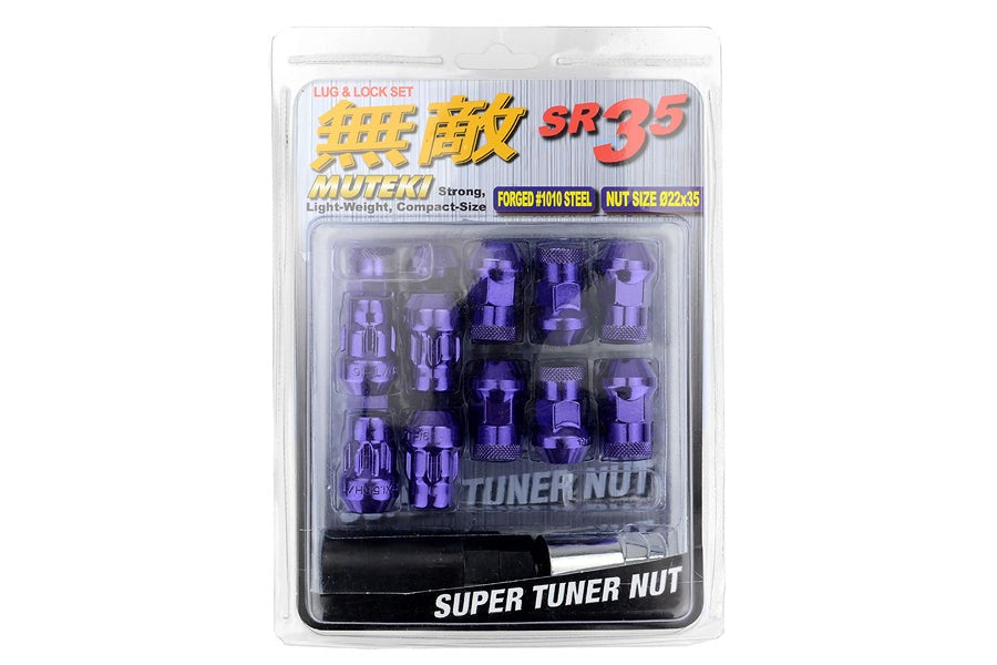 Wheel Mate Muteki SR35 Close End Lug Nuts w/ Lock Set - Purple 12x1.50 35mm