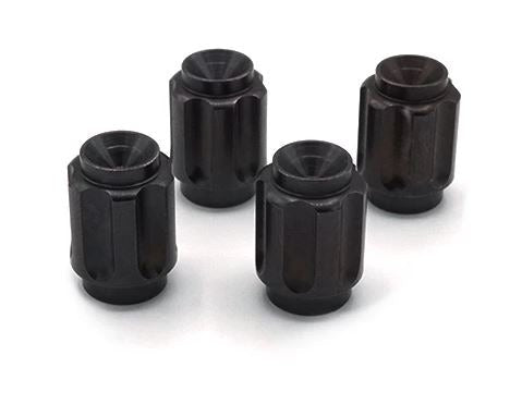 Fast Turn Fittings Titanium Valve Stem Caps - Gear Design Black