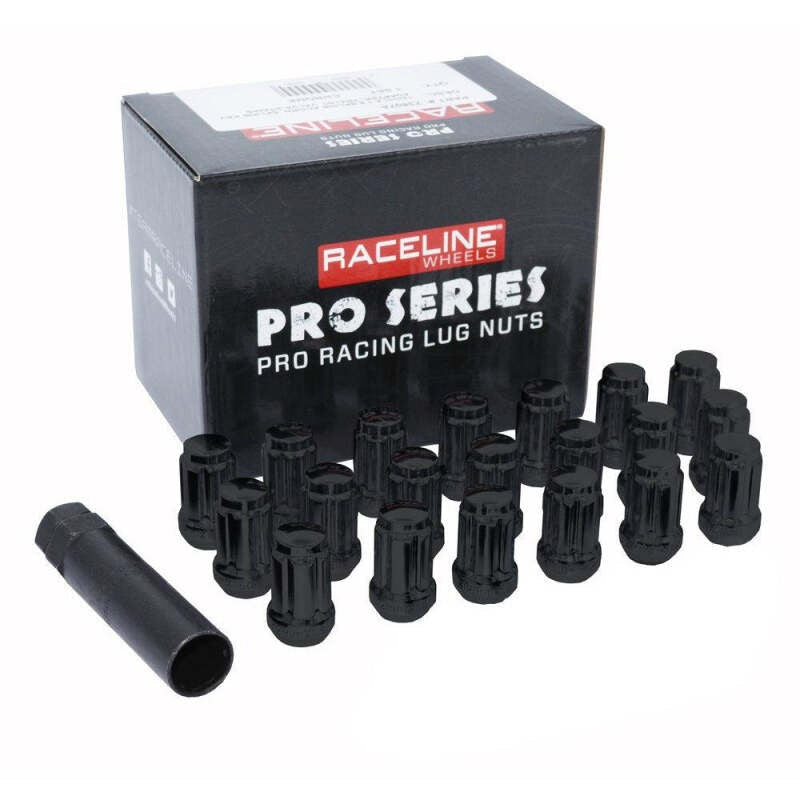 Raceline 1/2in Spline Black Lug Nuts (24 Pack)