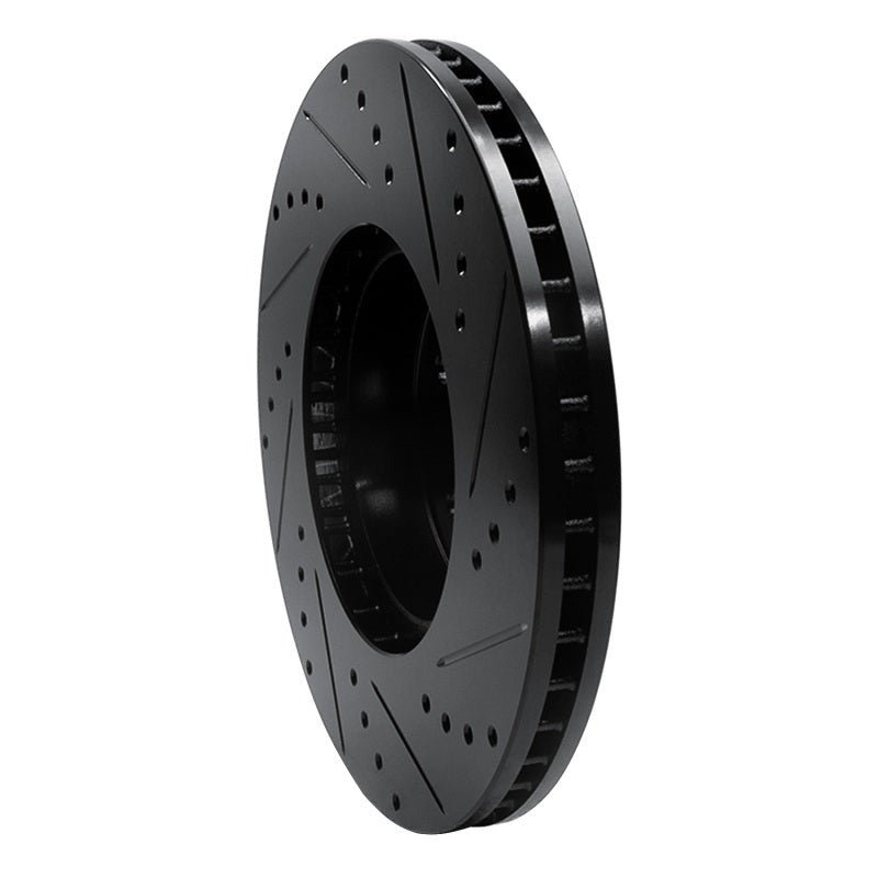 R1 Concepts Drilled & Slotted Black Front Left Brake Rotor - 2005-2013 Subaru Outback