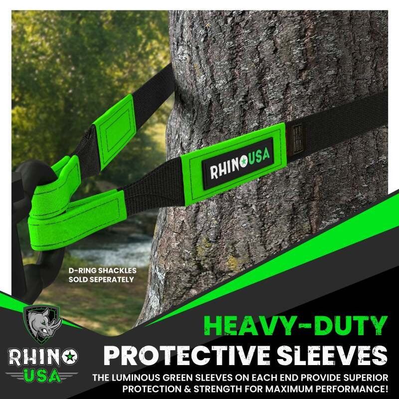 Rhino USA Recovery Tow Strap 3Inx20Ft (Black)