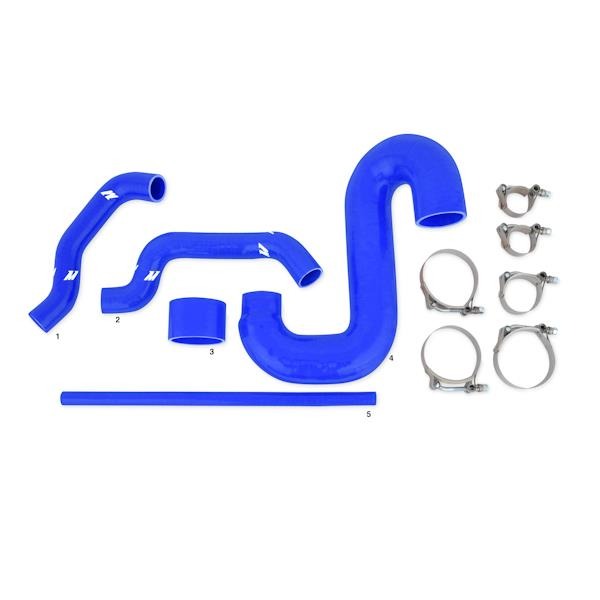 Mishimoto Subaru Top-Mount Intercooler Kit, Powder Coated Black & Blue Hoses - 2002-2007 Subaru WRX / 2004-2007 STI
