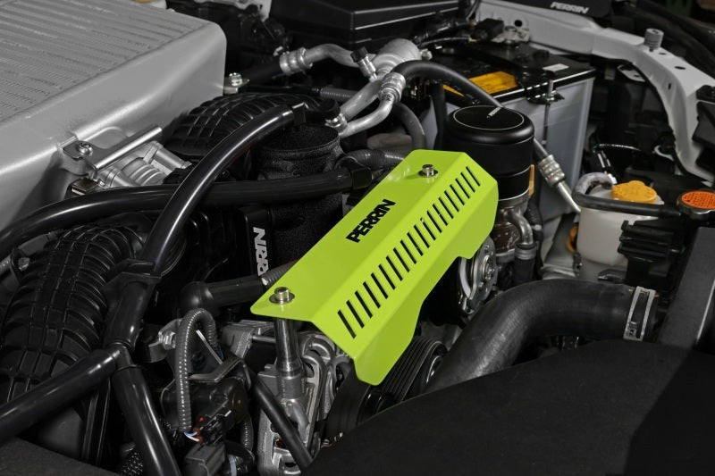PERRIN Pulley Cover - Neon Yellow (SHORT - For Use w/PERRIN AOS) - 2022-2026 Subaru WRX