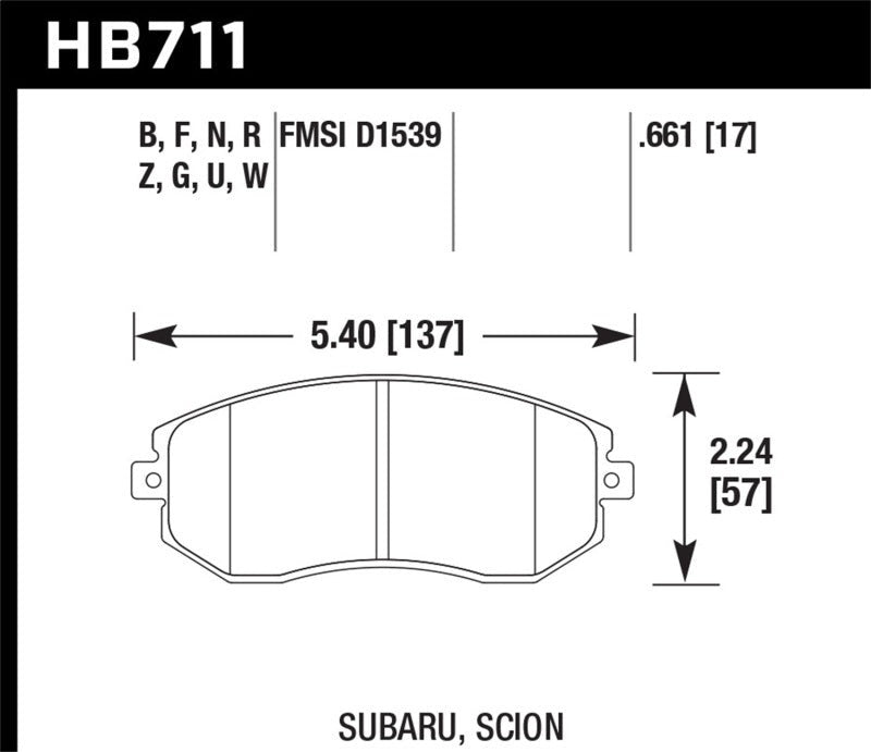 Hawk Performance DTC-30 Front Street Brake Pads - 2013 Subaru BRZ / 2013 Subaru Legacy / 2013 Scion FR-S