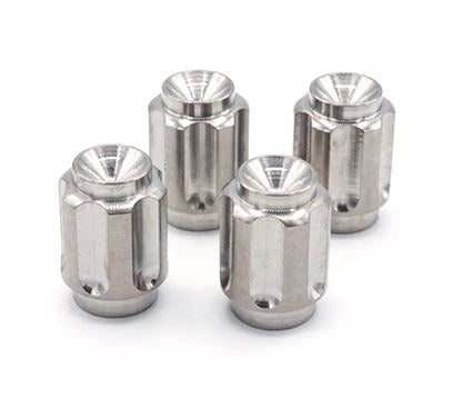 Fast Turn Fittings Titanium Valve Stem Caps - Gear Design Polished