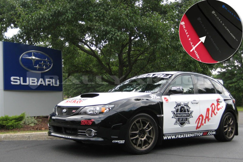 Rally Armor Black UR Mud Flap w/Grey Logo - 2008-2014 Subaru STI (Hatch Only) / 2011-2014 WRX (Hatch Only)