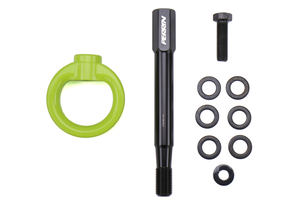PERRIN Tow Hook Kit Rear Neon Yellow - 2008-2014 Subaru WRX / STI Sedan