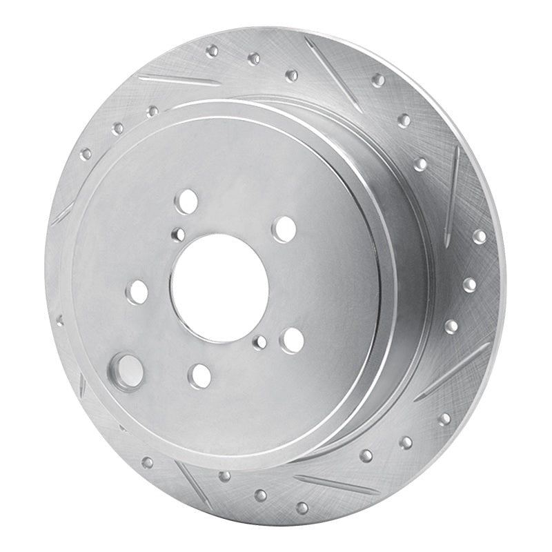 R1 Concepts Drilled & Slotted Silver Rear Right Brake Rotor - 2008-2014 Subaru WRX / Subaru Impreza