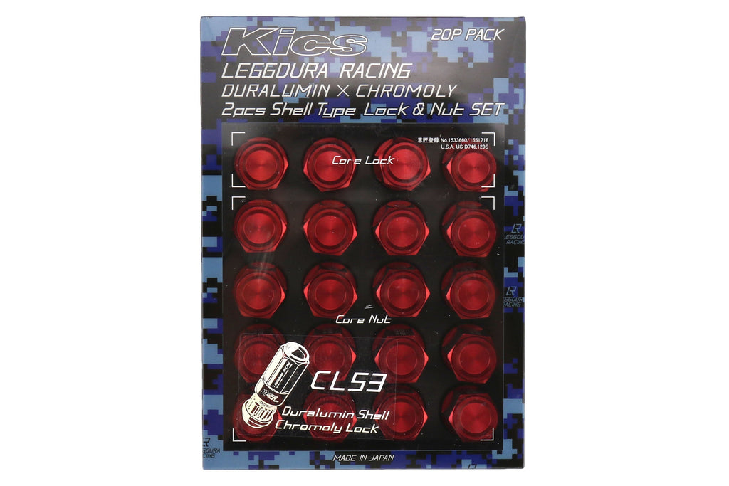 Project Kics Leggdura Racing Shell Type Lug Nut Set 53mm Closed-End Look 12X1.25 Red