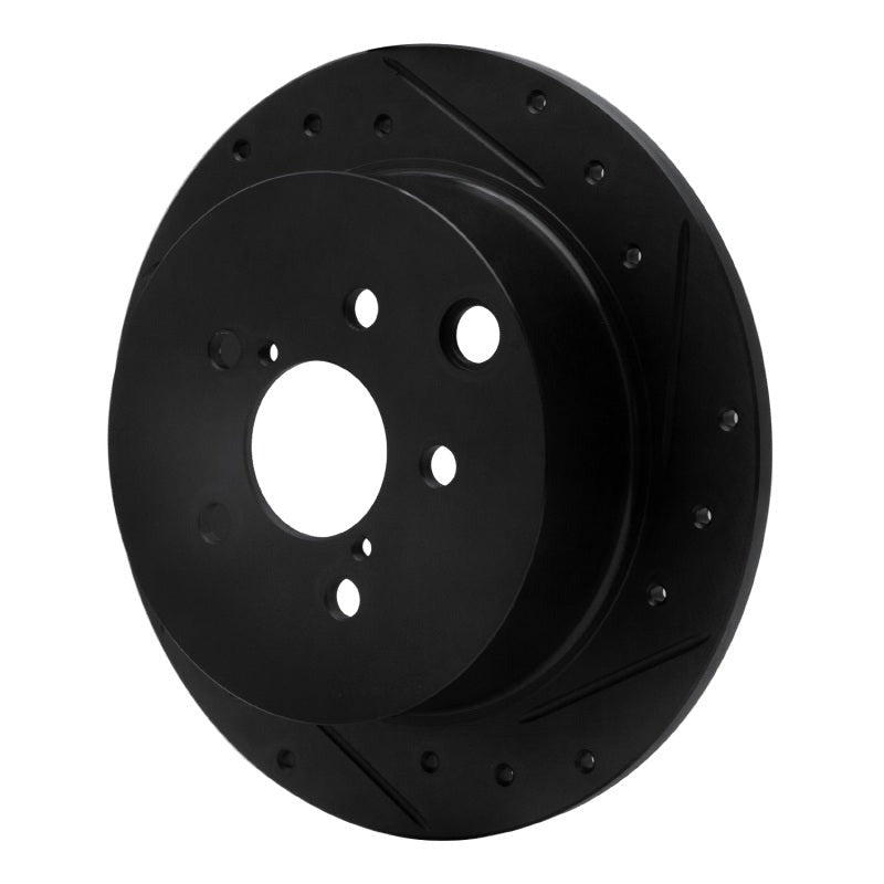 R1 Concepts Rear Right Drilled & Slotted Black Brake Rotor - 2012-2023 Subaru XV Crosstrek
