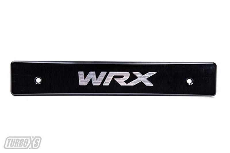 Turbo XS Billet Aluminum License Plate Delete Black Machined w/ WRX Logo - 2015-2017 Subaru WRX / STI