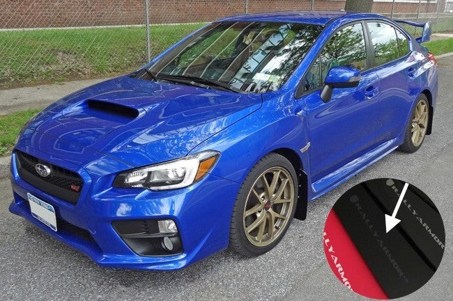 Rally Armor UR Mudflaps Black Urethane Grey Logo - 2015-2024 Subaru WRX/STI