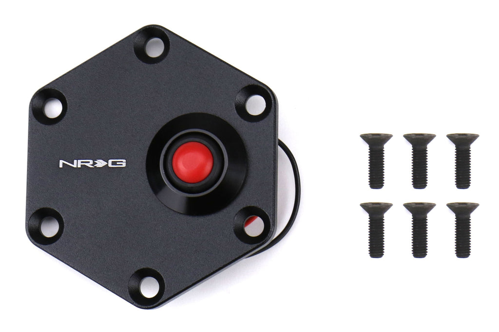 NRG Innovations Hexagonal Style Black Ring w/ Horn Button - Universal