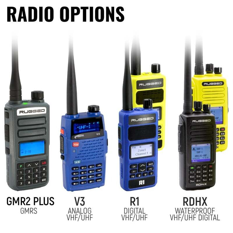 Rugged Radios PATROL Moto Kit - Ear Piece and Hand Mic With V3 - Business Band Radio