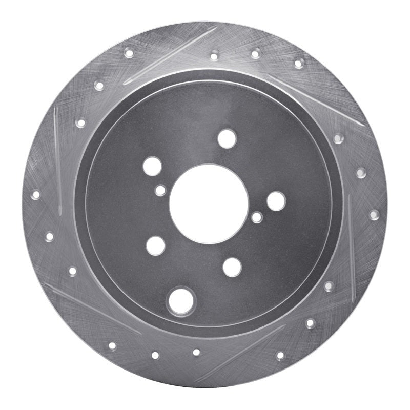 R1 Concepts Drilled & Slotted Silver Rear Left Brake Rotor - 2008-2014 Subaru WRX / Subaru Impreza