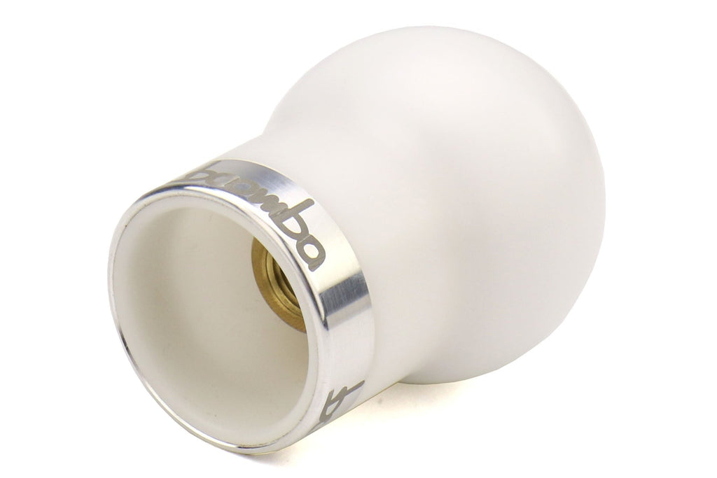 Boomba Racing White Delrin Shift Knob w/ Natural Finish Trim - Subaru 6MT Models (inc. 2004+ STI / 2015+ WRX)