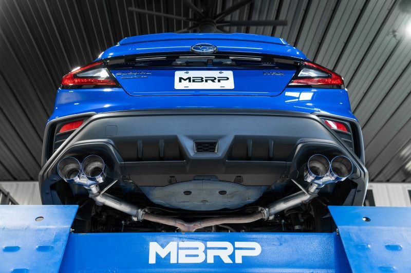MBRP 2.5in T304 Stainless Steel Axleback - Dual Split Rear Exit w/ Quad CF Tips - 2022-2026 Subaru WRX