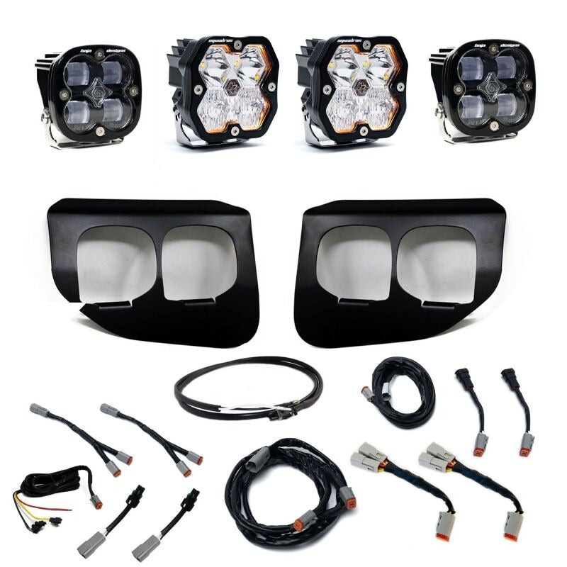 Baja Designs 20-22 Ford SD Squadron 2.0 SAE/Sport Dual Fog Pkt Kit w/Upfitter (Drv/Combo) - Clear