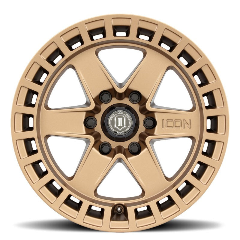 ICON Raider 17x8.5 6x5.5 0mm Offset 4.75in BS Satin Brass Wheel