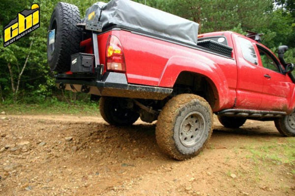 Tacoma 2.0 Swing Arm Bumper Dual Swing Arm Tire Carrier 2nd Gen 05-15 Toyota Tacoma Bushmaster Powdercoat Black CBI Offroad