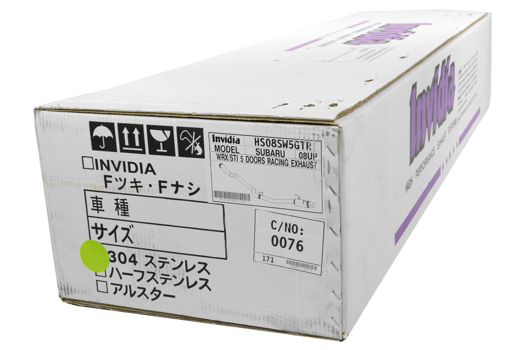 Invidia Racing Series Single Exit Cat Back Exhaust - Stainless Steel Tip - 2008-2014 Subaru WRX / STI Hatchback