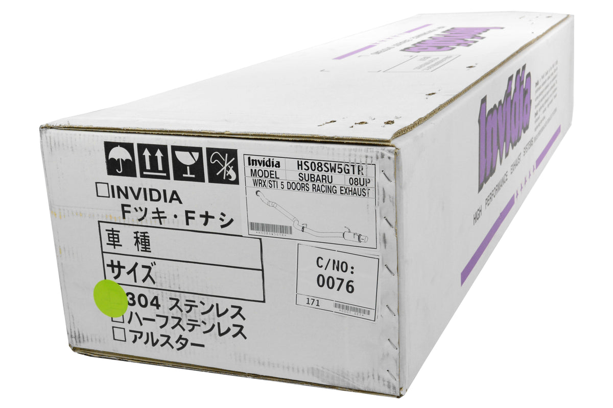 Invidia Racing Series Single Exit Cat Back Exhaust - Stainless Steel Tip - 2008-2014 Subaru WRX / STI Hatchback