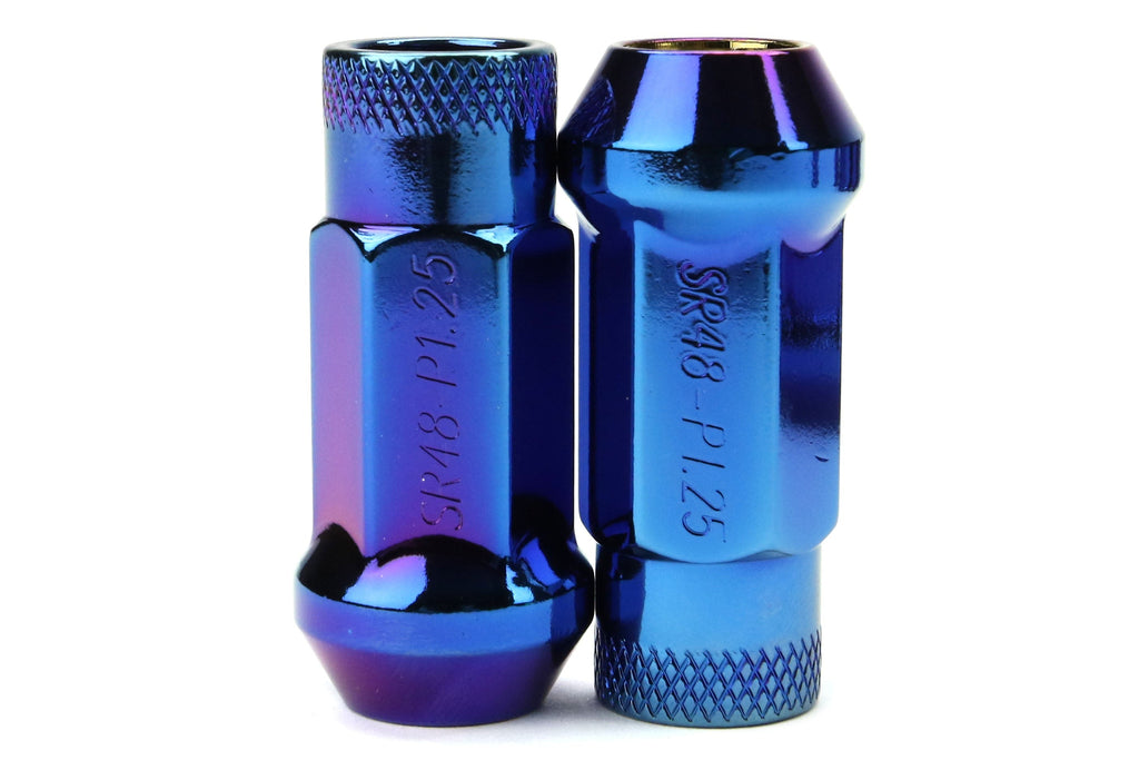 Wheel Mate Muteki SR48 Open End Lug Nuts - Burning Blue Neon 12x1.25 48mm