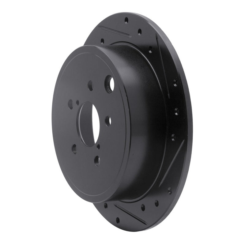 R1 Concepts Drilled & Slotted Black Rear Right Brake Rotor - 2008-2014 Subaru WRX / Subaru Impreza