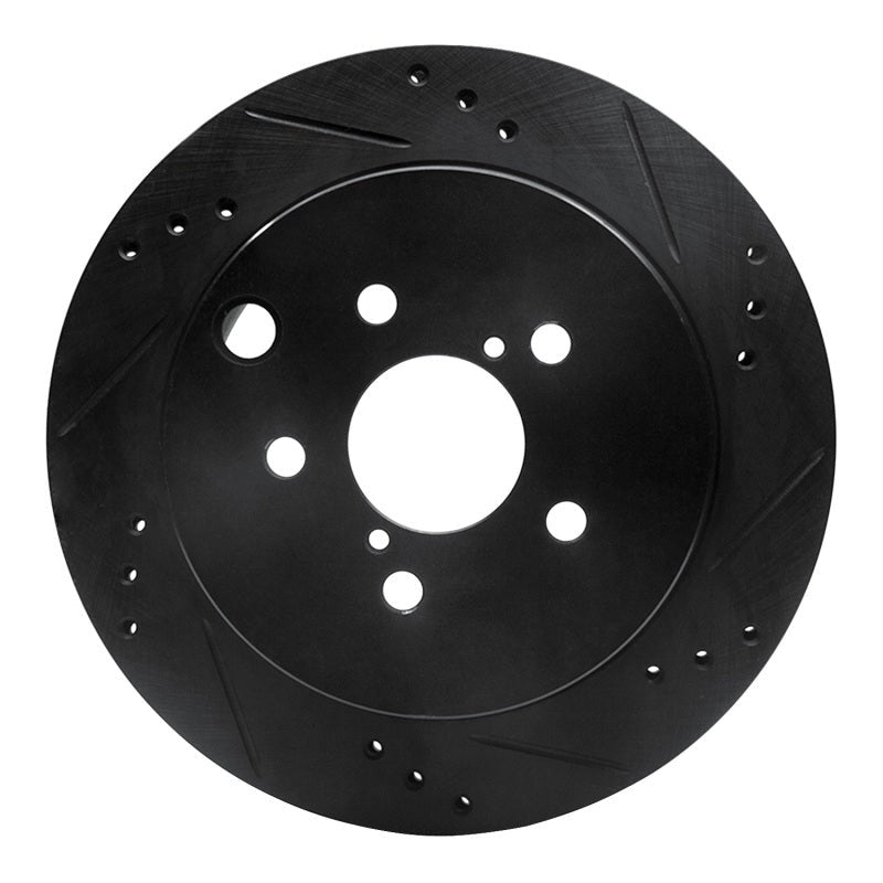 R1 Concepts Drilled & Slotted Black Rear Right Brake Rotor - 2014-2018 Subaru Forester