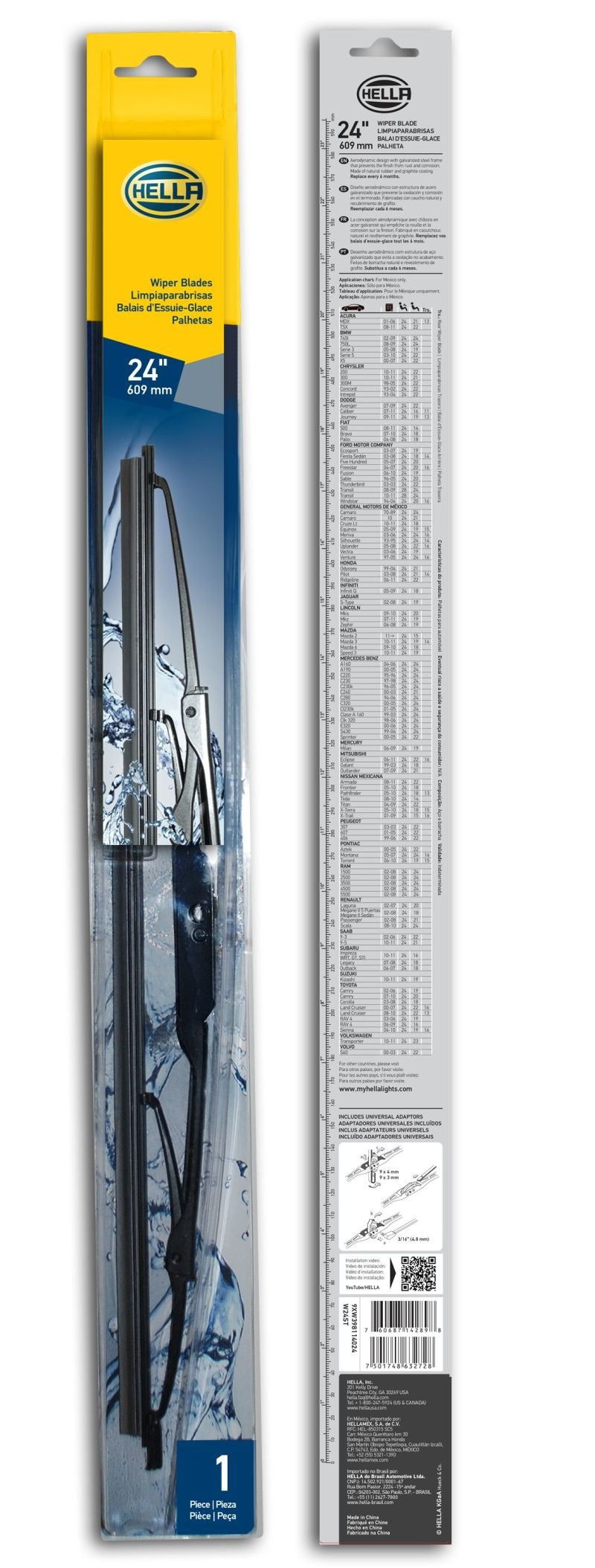 Hella Standard Wiper Blade 24in - Single - Universal