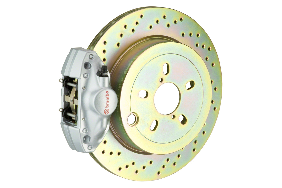 Brembo Gran Turismo Drilled Brake Kit 2 Piston 1-Piece Silver Rear - 2013-2016 Scion FR-S / 2013-2020 Subaru BRZ / 2017-2019 Toyota 86