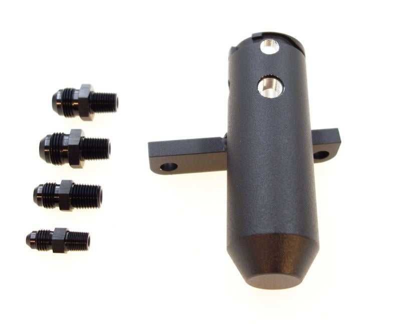 Killer B Motorsport Upper Coolant Reservoir w/ AN Fittings Black - Subaru Models (inc. 2002-2007 WRX / 2004-2021 STI)