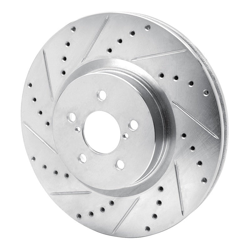 R1 Concepts Drilled & Slotted Silver Front Left Brake Rotor - 2005-2013 Subaru Outback
