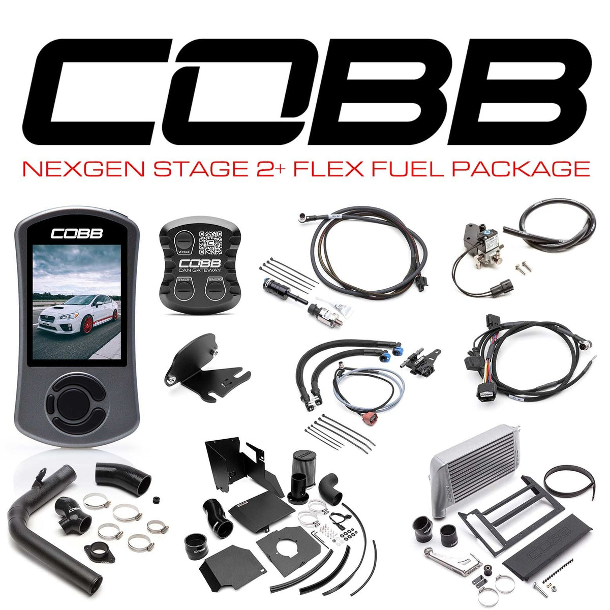 Cobb NexGen Stage 2 + CAN Flex Fuel Power Package (SF Intake) - Silver - 2015-2017 Subaru WRX