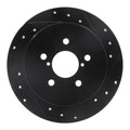 R1 Concepts Drilled & Slotted Black Rear Right Brake Rotor - 2005-2009 Subaru Legacy