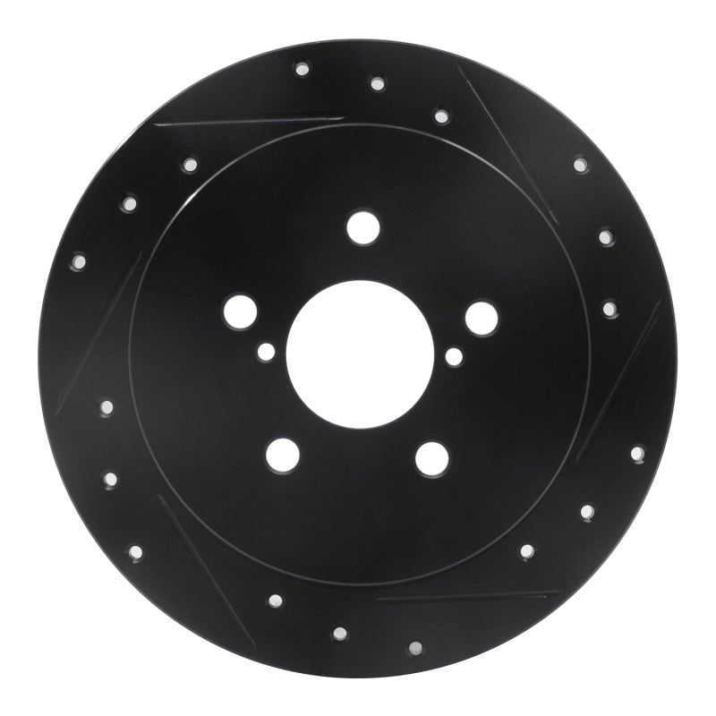 R1 Concepts Drilled & Slotted Black Rear Right Brake Rotor - 2005-2009 Subaru Legacy
