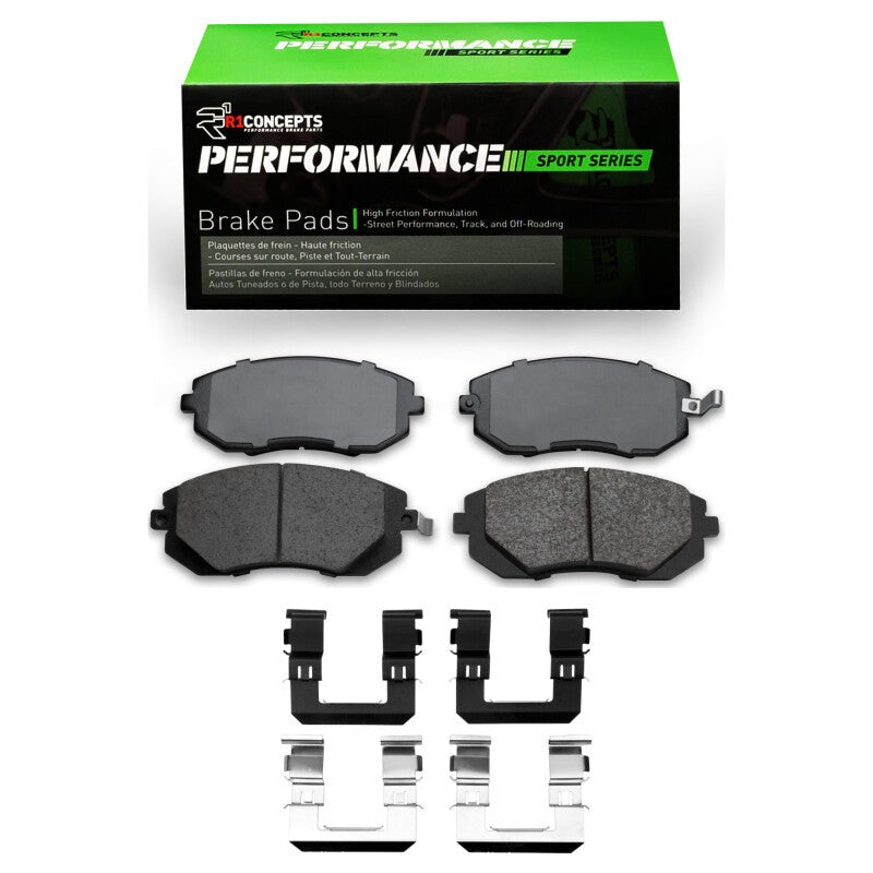 R1 Concepts R1 Performance Sport Front Brake Pads & Hardware Kit - 2002-2007 Subaru WRX
