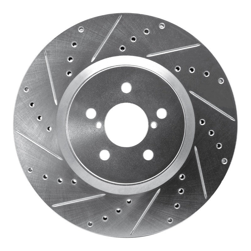R1 Concepts Drilled & Slotted Silver Front Left Brake Rotor - 2005-2013 Subaru Outback
