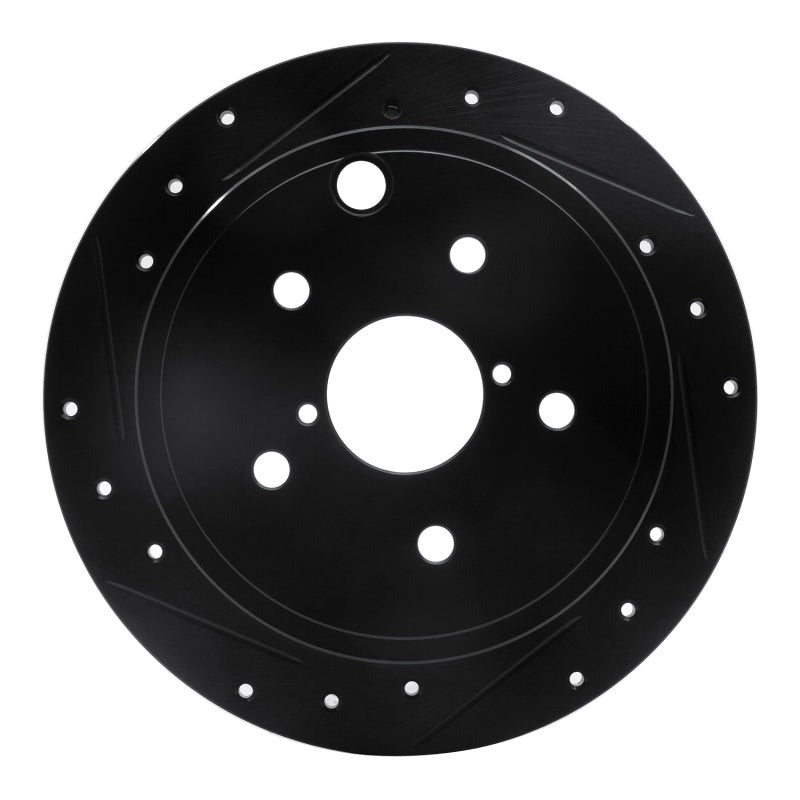 R1 Rear Left Drilled & Slotted Black Brake Rotor - 2015-2021 Subaru WRX