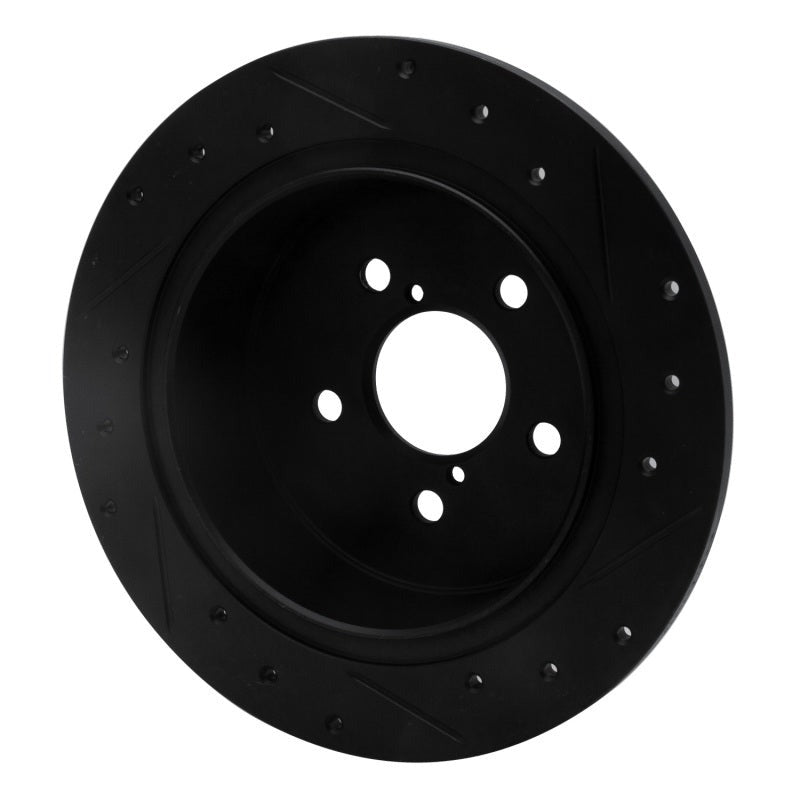 R1 Concepts Drilled & Slotted Black Rear Left Brake Rotor - 2005-2009 Subaru Legacy