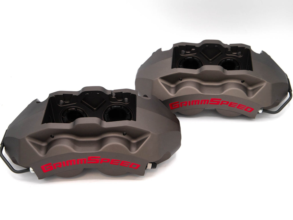 GrimmSpeed 4-Piston Brake Caliper Kit (326mm Rotor) - Gunmetal Gray - 2002-2021 Subaru WRX / STI