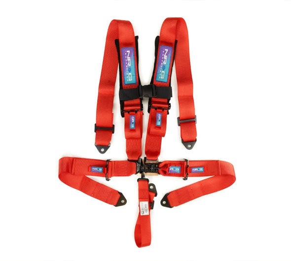 NRG Innovations SFI 16.1 5pt 3 inch Seat Belt Harness with pads / Latch Link - Red 12/22 - Universal