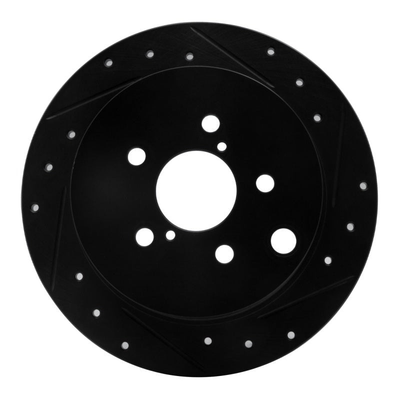 R1 Concepts Rear Right Drilled & Slotted Black Brake Rotor - 2012-2023 Subaru XV Crosstrek