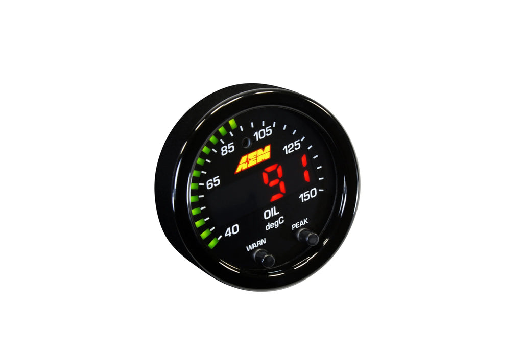 AEM X-Series Temperature Gauge Kit - 100-300F - Black Bezel / Black Face - Universal