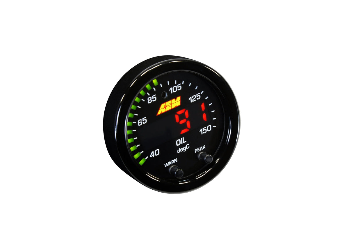 AEM X-Series Temperature Gauge Kit - 100-300F - Black Bezel / Black Face - Universal
