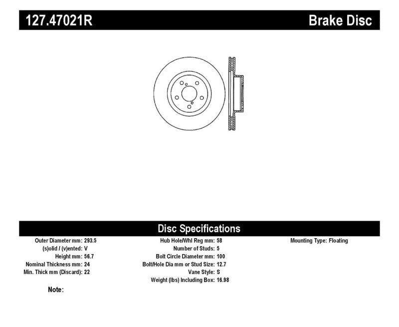 Stoptech Slotted & Drilled Sport Front Right Brake Rotor - 2013-2016 Scion FR-S / 2013-2016 Subaru BRZ