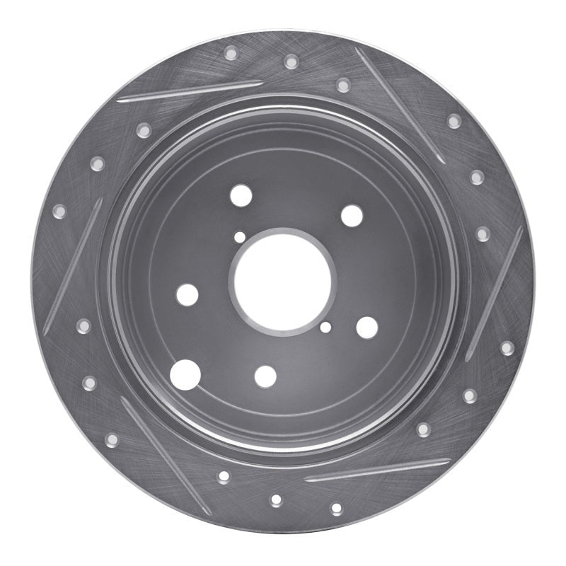 R1 Rear Left Drilled & Slotted Silver Brake Rotor - 2015-2021 Subaru WRX