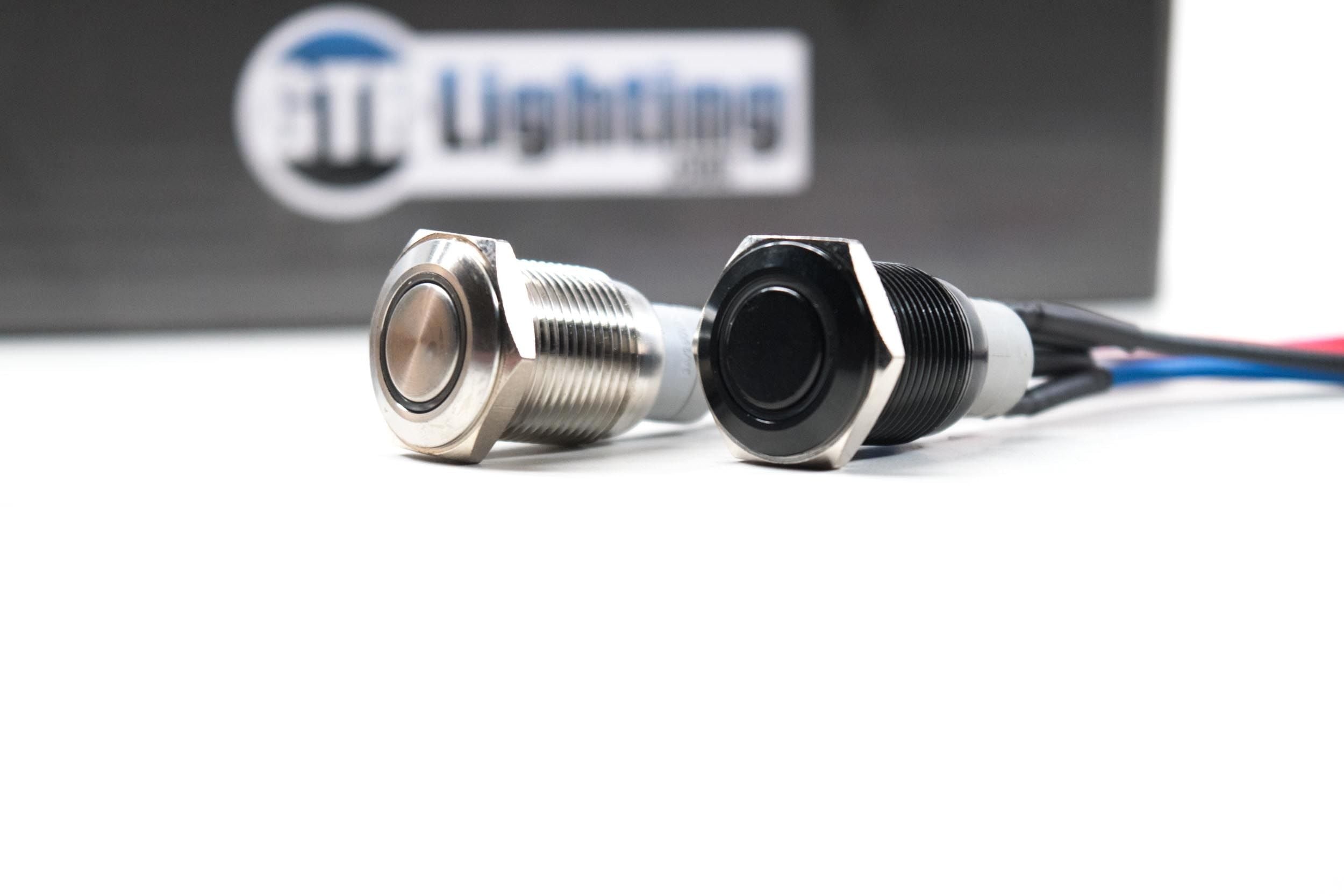 GTR Lighting Halo LED Switch Black Momentary Red LED - GTR.H062